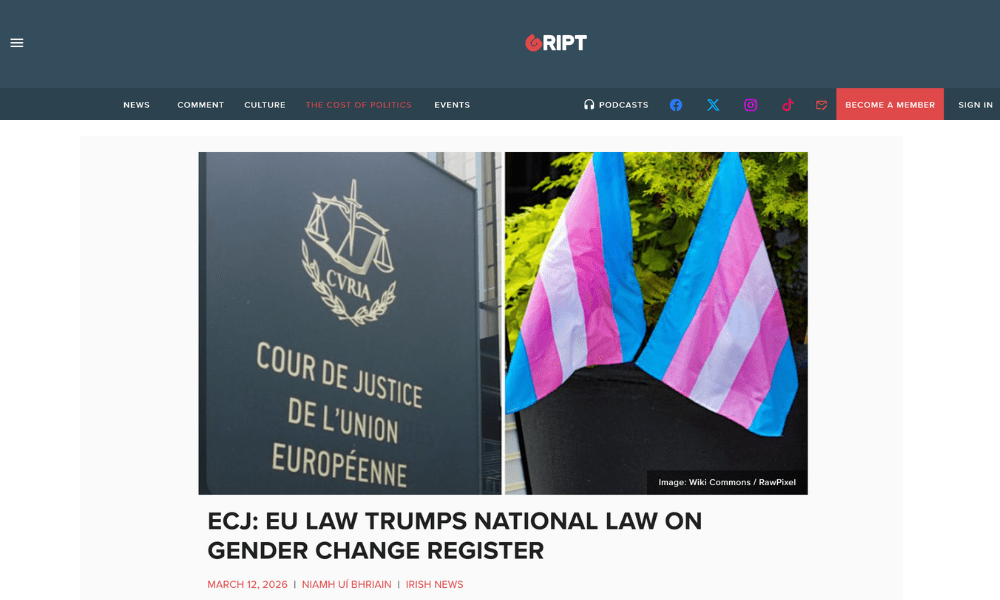 Gript: EU law trumps national law on gender change register